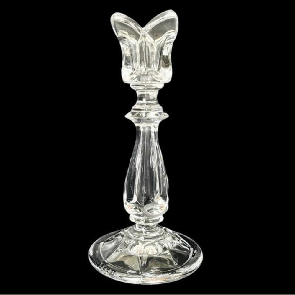 Vintage GORHAM Viscount 24% Clear Crystal Tulip Candle Holder 7.25"